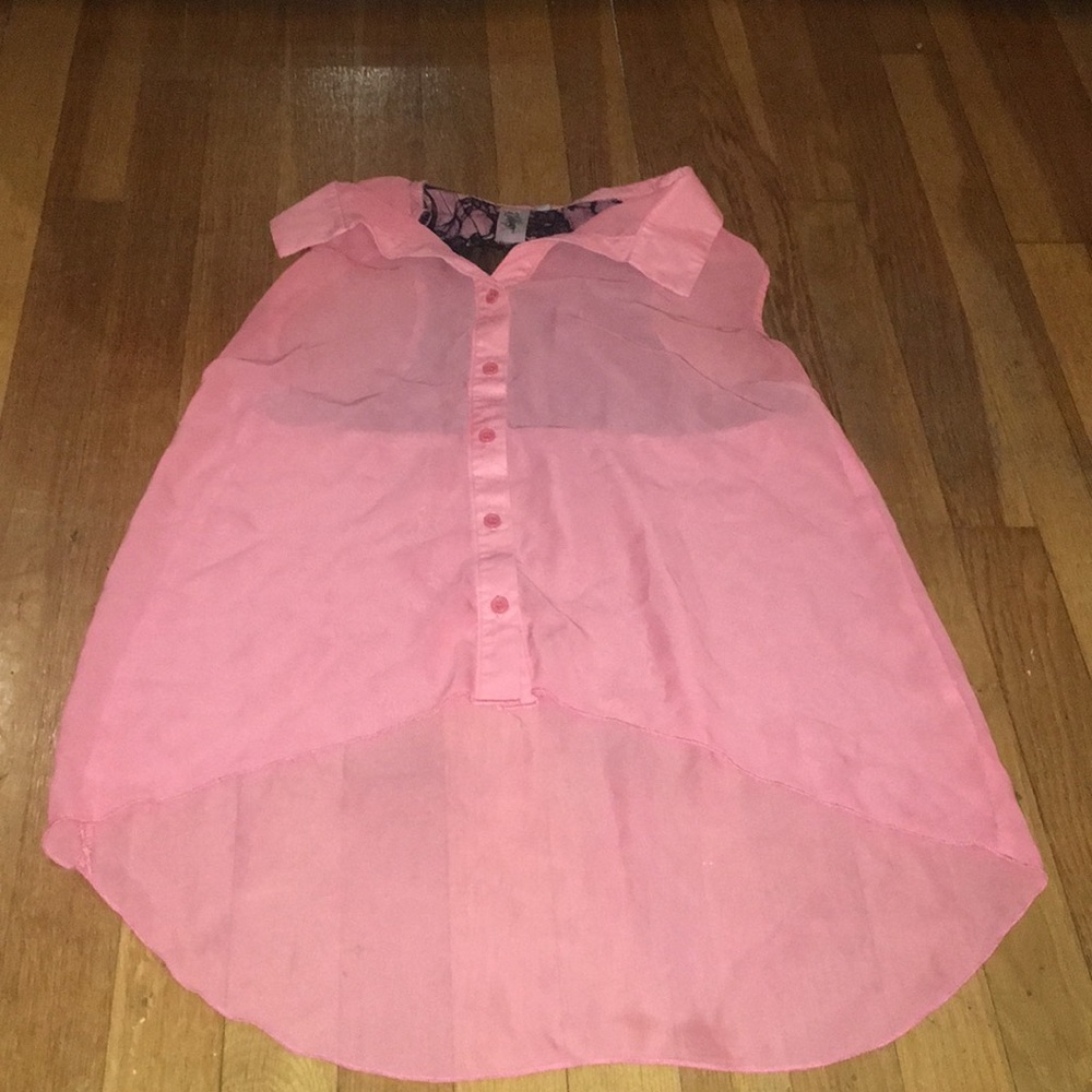 Sheer pink tank top blouse